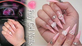 Polygel Nails 🩷 Pink Valentine Nails/ Hello Kitty Nails 🫶/ Self-Nail/ asmr/ pjynail