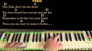 Hey Jude (The Beatles) Piano Cover Lesson in D with Chords/Lyrics
