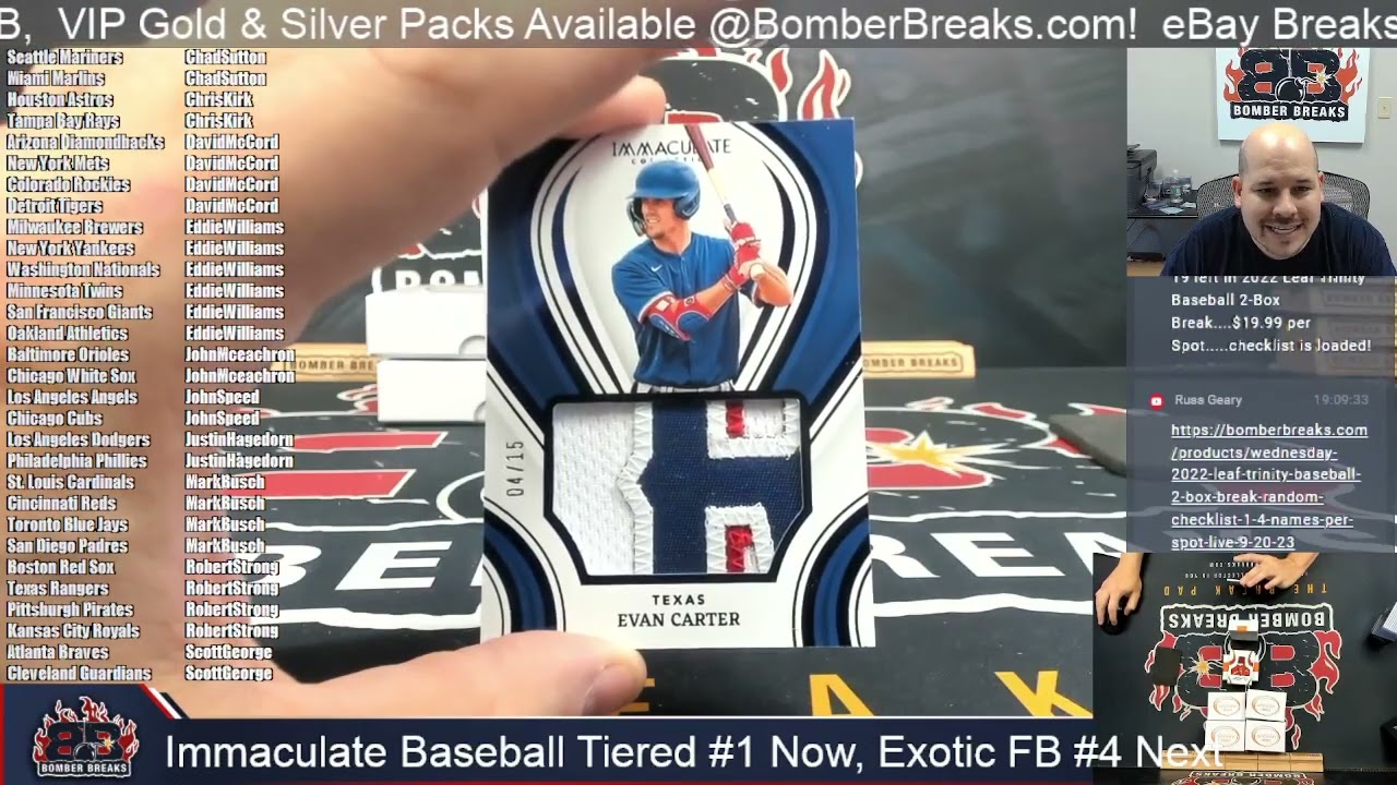 2023 Panini Immaculate Baseball Random Tiered Teams #1 8 Box Case Break 9  20 23 