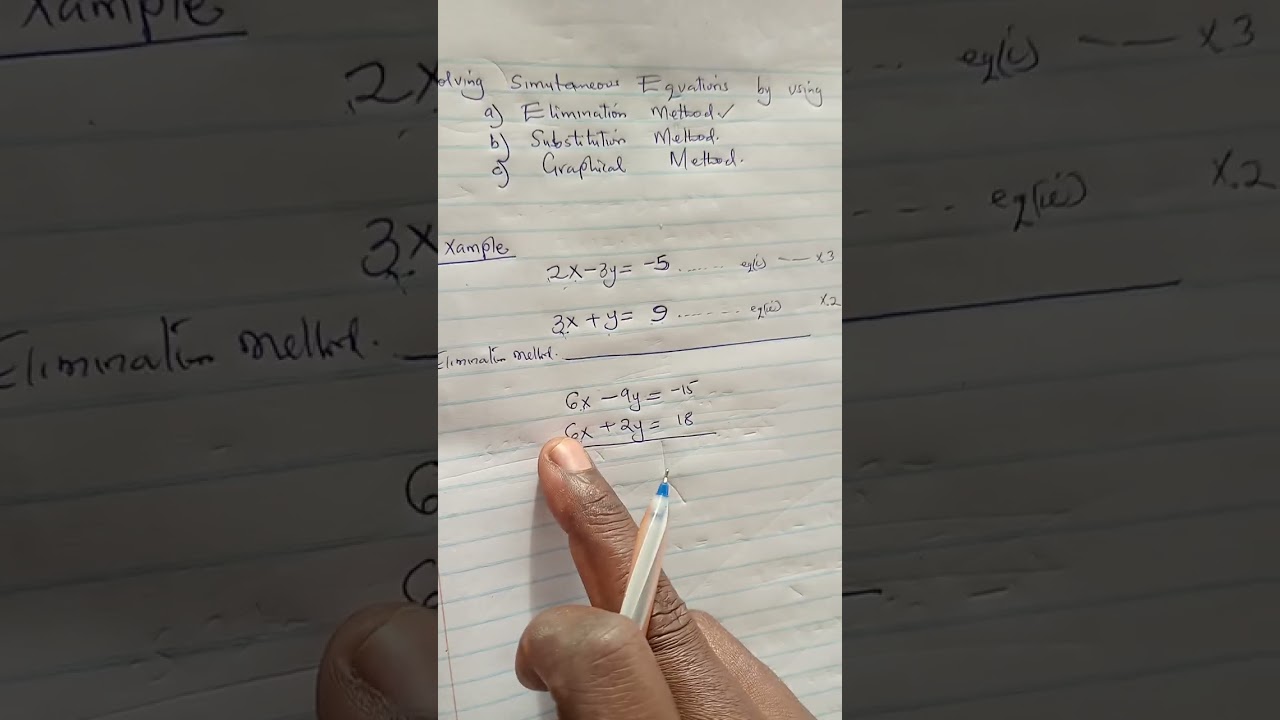 Form One solving simultaneous equation -Elimination method 