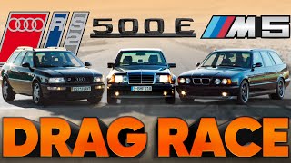 The Fastest 5seaters of the 1990s — W124 500E v RS2 v M5 Touring + ND2 — Cammisa Ultimate Drag Race