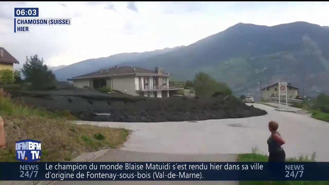 Une impressionnante coulÃ©e de boue dÃ©ferle sur un village en Suisse