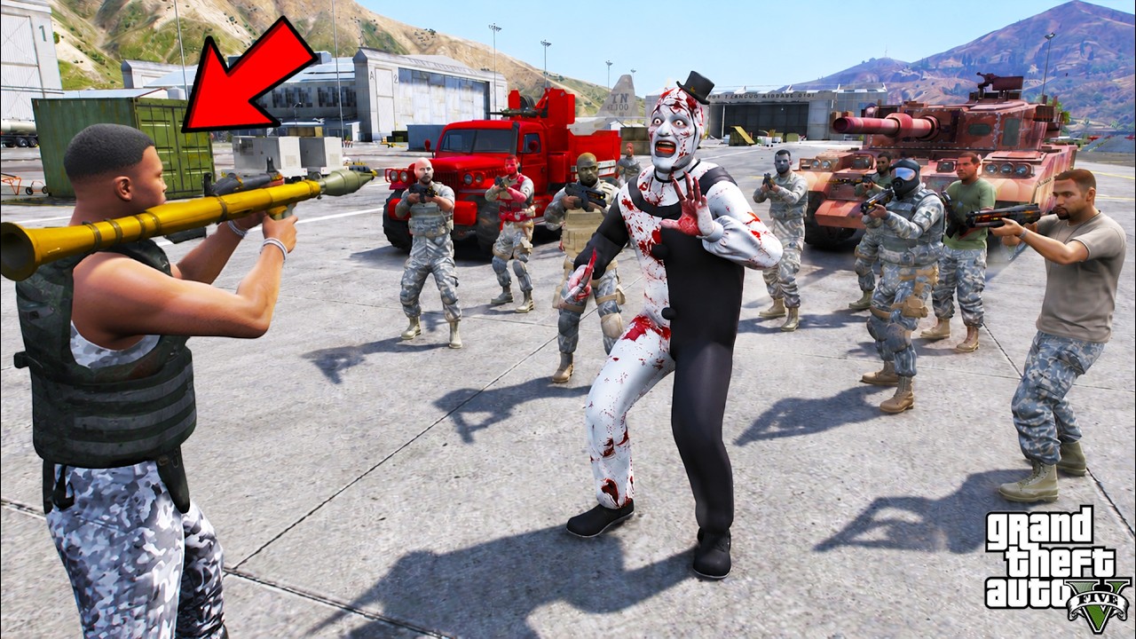 Franklin Trying to Save Serbian Dancing Lady from Army in GTA 5 | SHINCHAN and CHOP