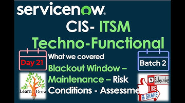 CIS - ITSM Batch 2 | Day 21 | Blackout - Maintenance Schedule - Risk Conditions - Assessment