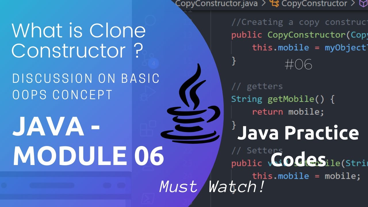 Clone / Copy Constructor in Java Programming |#6 | Core Java Practice ...