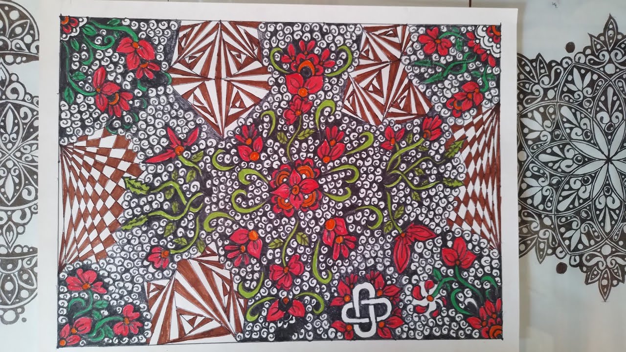 How to Draw Zentangle Flowers || Easy Drawing Step By Step - YouTube