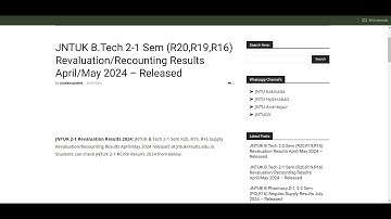 JNTUK B.Tech 2-1 Sem (R20, R19, R16) Revaluation/Recounting Results April/May 2024 – Released!
