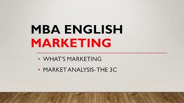 Marketing: What is Marketing? Marketing analysis- the 3C