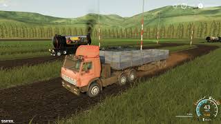 Farming Simulator 2019 mods Kamaz 54112 & Semi TRAILER ODAZ 9385