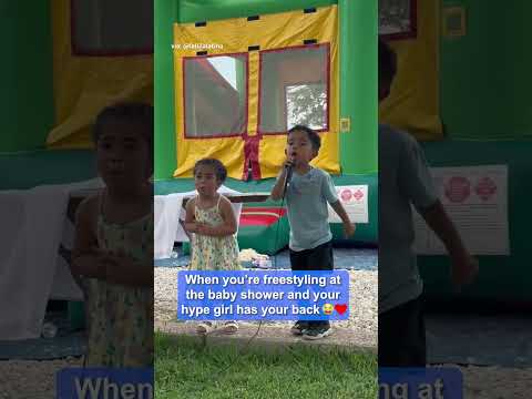 Little brother freestyles at baby shower with most adorable hype girl 🤣❤️