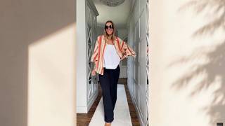 Two Summer Outfit Ideas: Striped Poplin Shirt And Black Oversized Layering #fashiontrends #ootd
