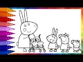 How to draw Peppa Pig, George And her friend for kids/Drawing Painting Coloring Peppa Pig And George