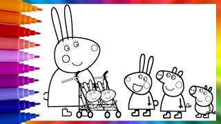 How to draw Peppa Pig, George And her friend for kids/Drawing Painting Coloring Peppa Pig And George