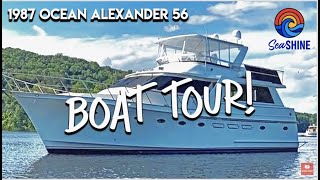 BOAT TOUR:  Our new (to us) 56 foot Ocean Alexander on our very first day aboard.