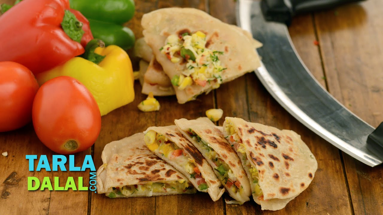 Corn and Cheese Quesadillas by Tarla Dalal YouTube