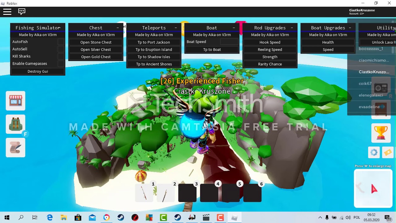 New Roblox Fishing Simulator Script Hack Gui Kill Sharks Tp And More Youtube - kill script roblox v3rmillion