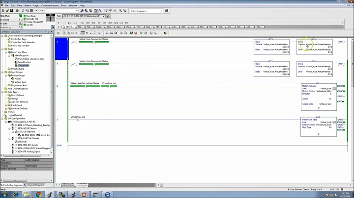 Studio 5000 Logix Designer Servo MAPC Instruction Vid 1 - Adding Virtual Axis