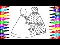 How To Draw 3 Beautiful Girls Long Dress l 3 Girls Long Dress Coloring Book Pages Videos for kids