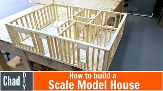 In this video I show how to frame a scale model house. I cut 1 by 4 lumber into wood strips and build a scale version of a 24