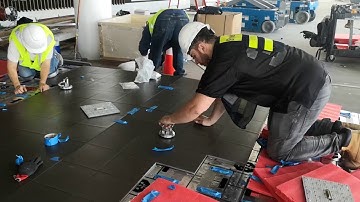 Cabinet test and installation of Interactive LED interactive floor for Virgin Galactic’s Astro Walk