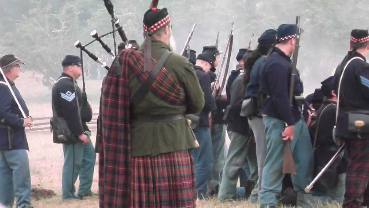 Civil War Reenactment Scottish Division Bagpipes. YouTube