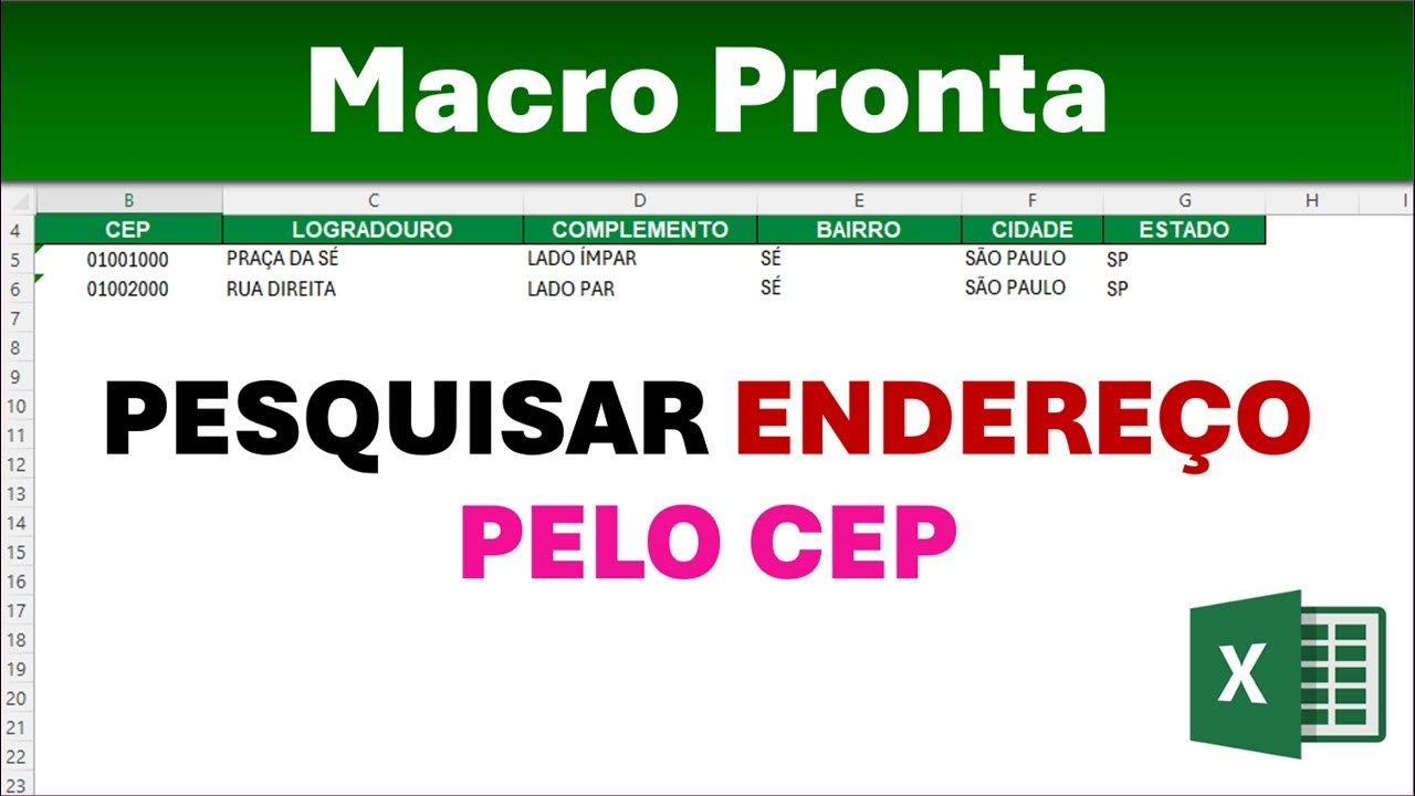 Macro excel para buscar endere o pelo cep automaticamente youtube