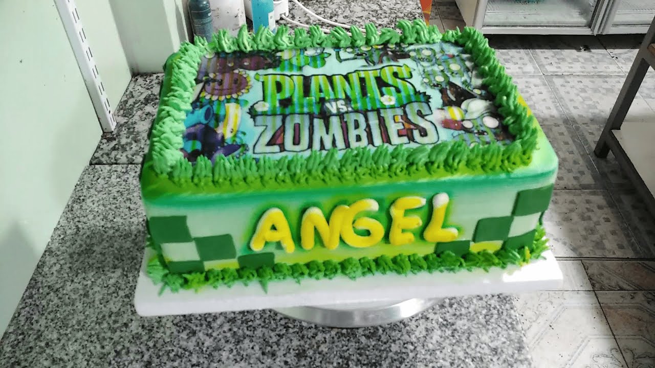 PASTEL DE PLANTS VS ZOMBIES 2 | COMO DECORAR UNA TORTA DE PLANTAS VS ZOMBIES  CON CREMA CHANTILLY - YouTube