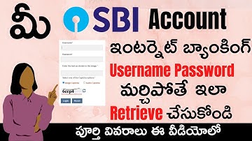 SBI Internet Banking Username Password Recover Online in Telugu || How to Reset SBI login password