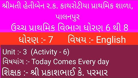 STD 7 ENGLISH UNIT 3 (Text book)ACTIVITY 6 PRAKASHBHAI