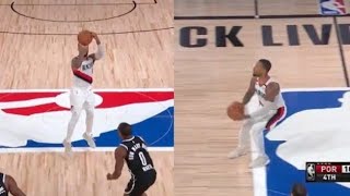 Damian Lillard  Half Court 3 From the NBA Logo ! Vs Brooklyn Nets | NBA Restart |