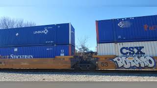 Huge CSX intermodal/auto rack train with mid DPU