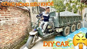 Dượt đuổi công nông chở đá cực căng | ô tô tải Hoa mai chở cát | máy xúc Dosan dx55 xúc cát