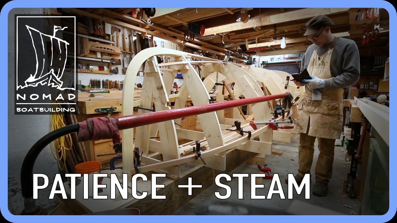 ⁣Steam Bending Inwales and Thwart Risers into the Poulsbo Boat - Episode 9