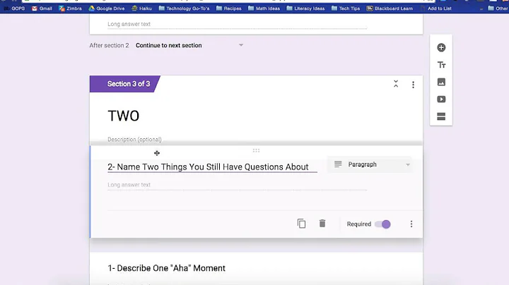 Adding Sections and Titles in Google Forms