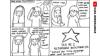 Cara Menggambar / Membuat Komik Tema Ketuhanan yang Maha Esa Pancasila Sila ke-1 (Ep 677)