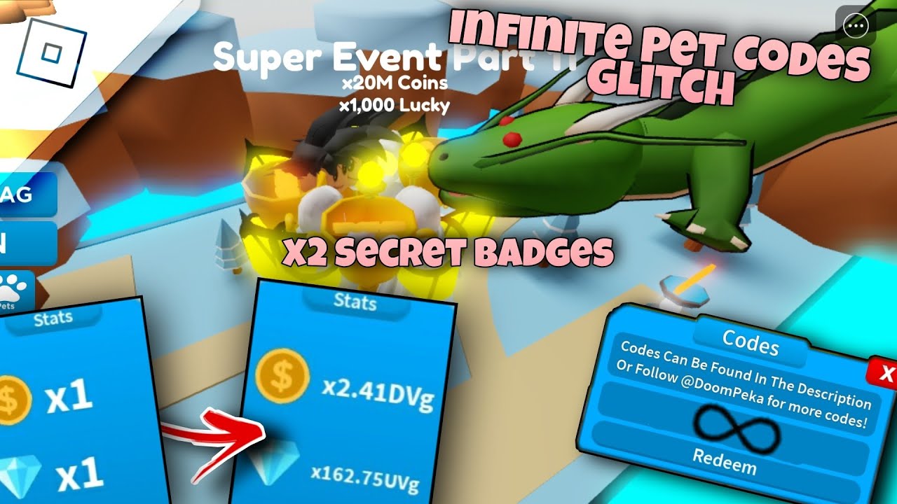 infinite-codes-pets-glitch-x2-secrets-badges-in-secret-hatching-simulator-2-roblox-youtube