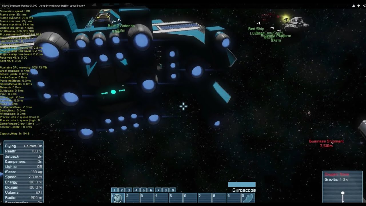 Space Engineers Update 01.090 - Jump Drive (Lower fps)Sim speed better ...