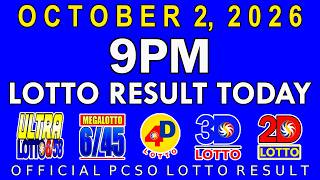 9pm Lotto Result Today October 2 2026 PCSO