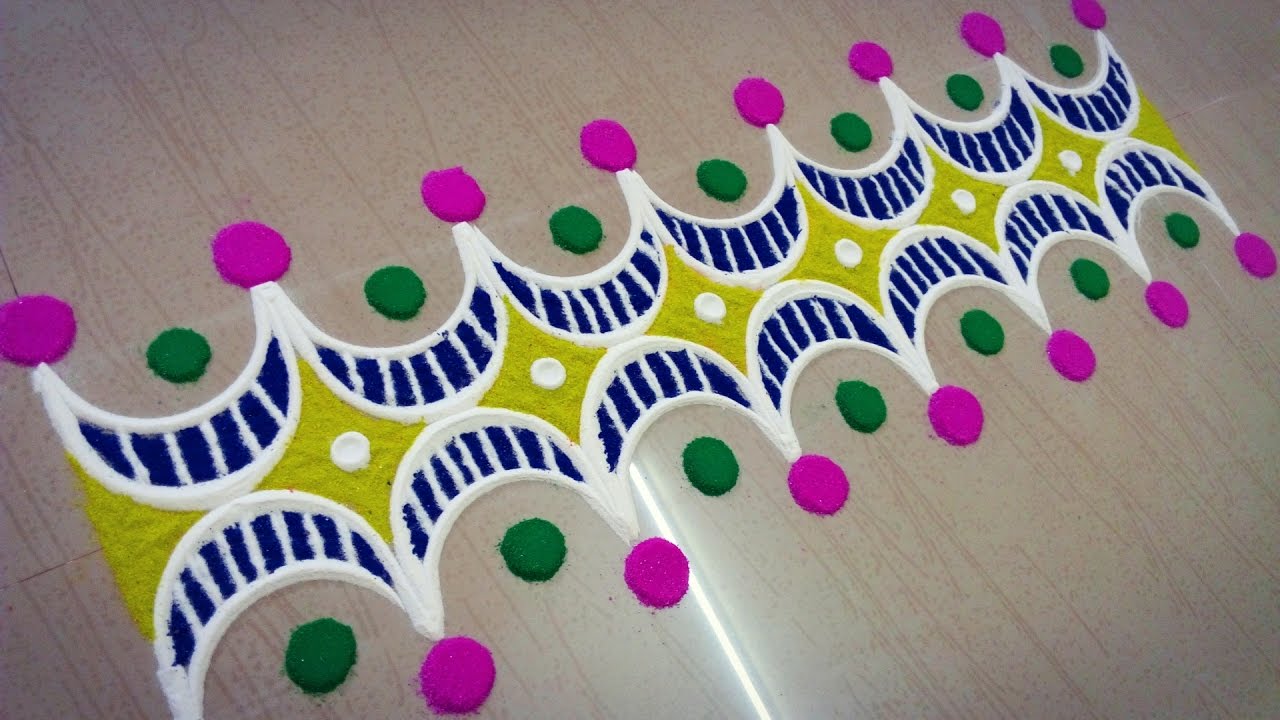 Simple Border Rangoli Design - YouTube