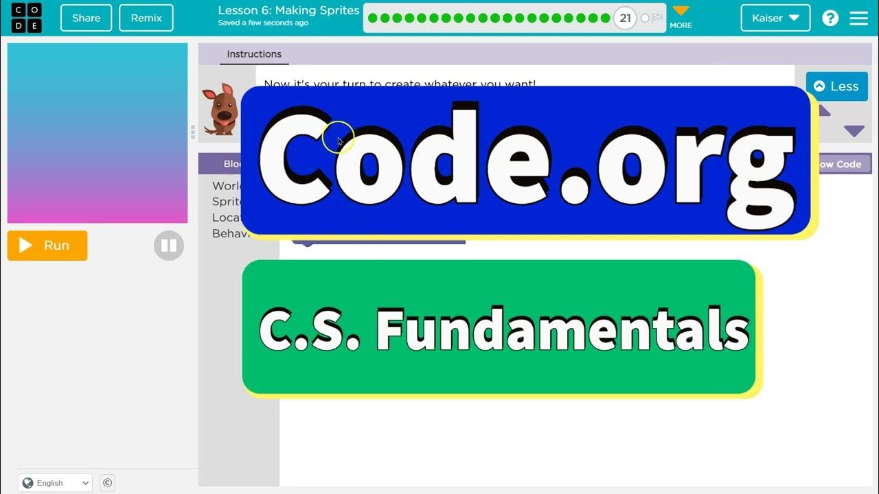 Code Org Express Course Lesson 21 Answers Code.org Express Lesson 6.21 Making Sprites | Tutorial with Answers