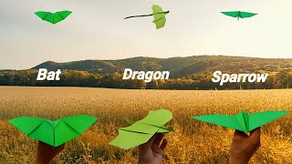 best 3 paper bird plane | make different types of bird | paper flying bird