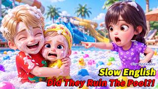 Henry and Leo Turned the Water Park Into a Giant Foam Disaster! 😱🫧🌊 | Slow English Listening (A2)