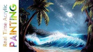 Today we paint a glowing moon resting atop ocean waves crashing on the
beach. this is real time acrylic landscape painting tutorial for
beginners. ...