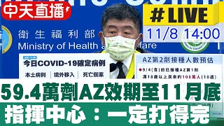 【中天直播#LIVE】即期59.4萬劑AZ有效期至11月底 指揮中心：一定打得完   @中天新聞CtiNews 20211108