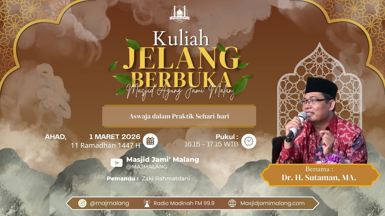 🔴 LIVE | Kuliah Jelang Berbuka 11 Ramadhan 1447 H Bersama Dr. H. Sutaman, MA.