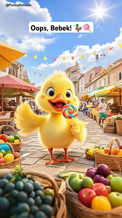 Bebek Ceroboh! Permen Lolipop Bertebaran di Jalan! 🦆🍭😆 #shorts #duck #cat #ai #fyp