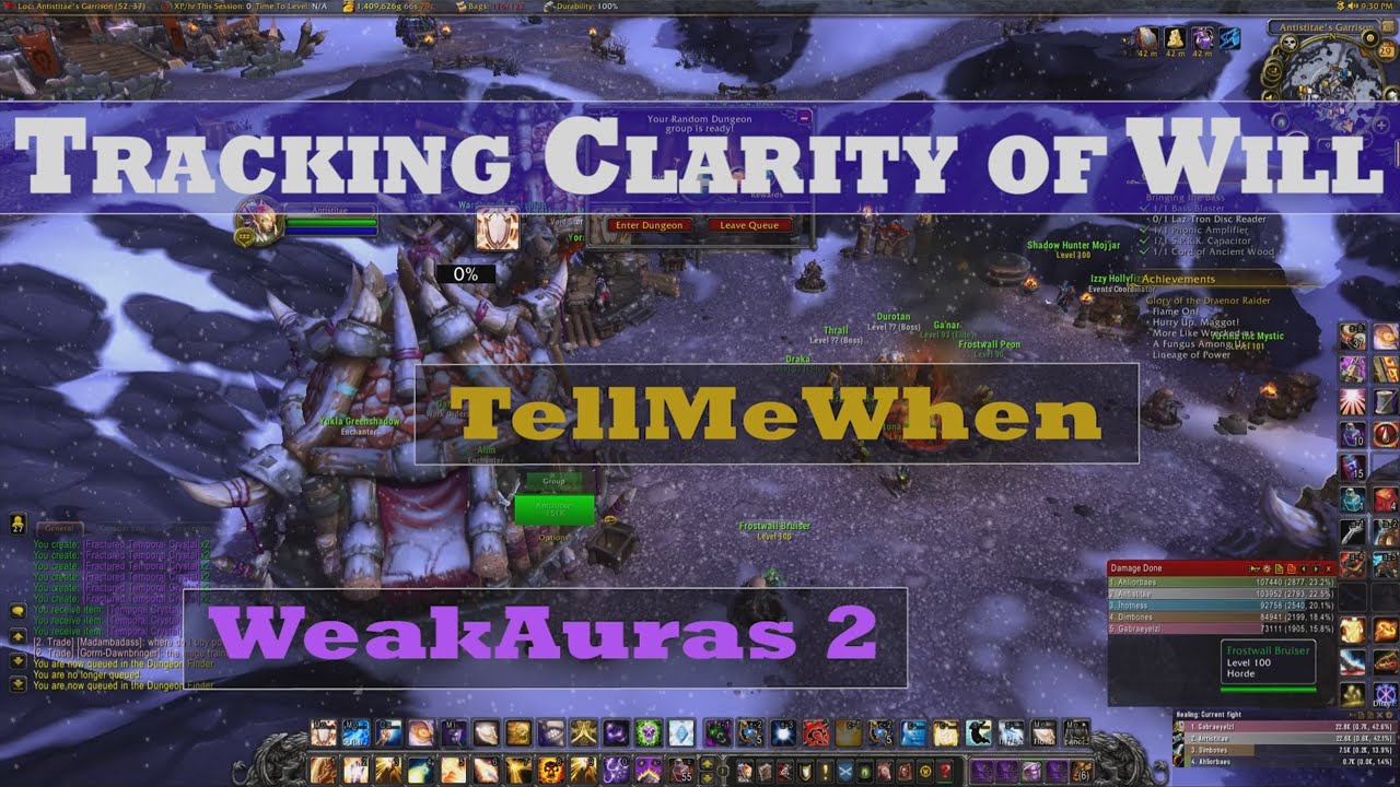 Tracking Clarity of Will with WeakAuras and TellMeWhen
