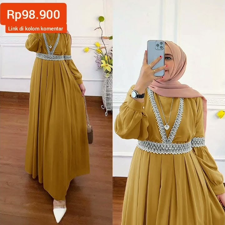 Alaliya Dress Gamis Qaisha Muslim Premium Besar  Fashion Gaun Maxy Maxi Polos Pesta Kondangan