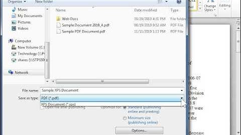 Save a File in XPS Format - Word 2010