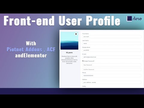 Create front-end user profile with Piotnet addons/form, ACF and elementor